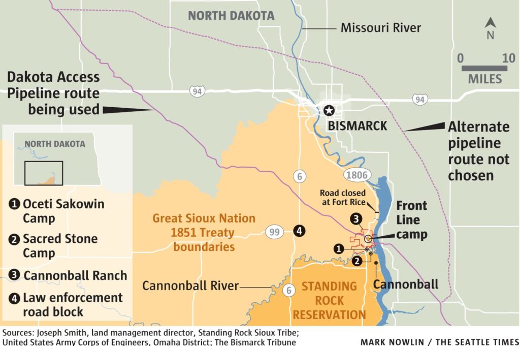 Pipelines map at Standing Rock