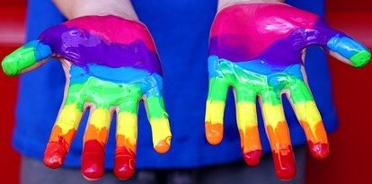 rainbow paint hands