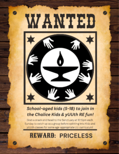 kids and youth RE wanted flyer for 2026